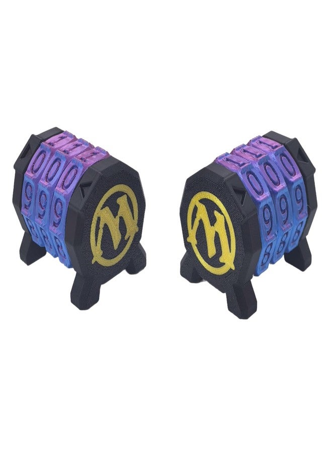 XJPONGC 2 Pack Life Counter - HP Tracker with Tracking Card Slot MTG Tabletop RPG Dungeons and Dragons(2 Pack Black Purple) - Image 3